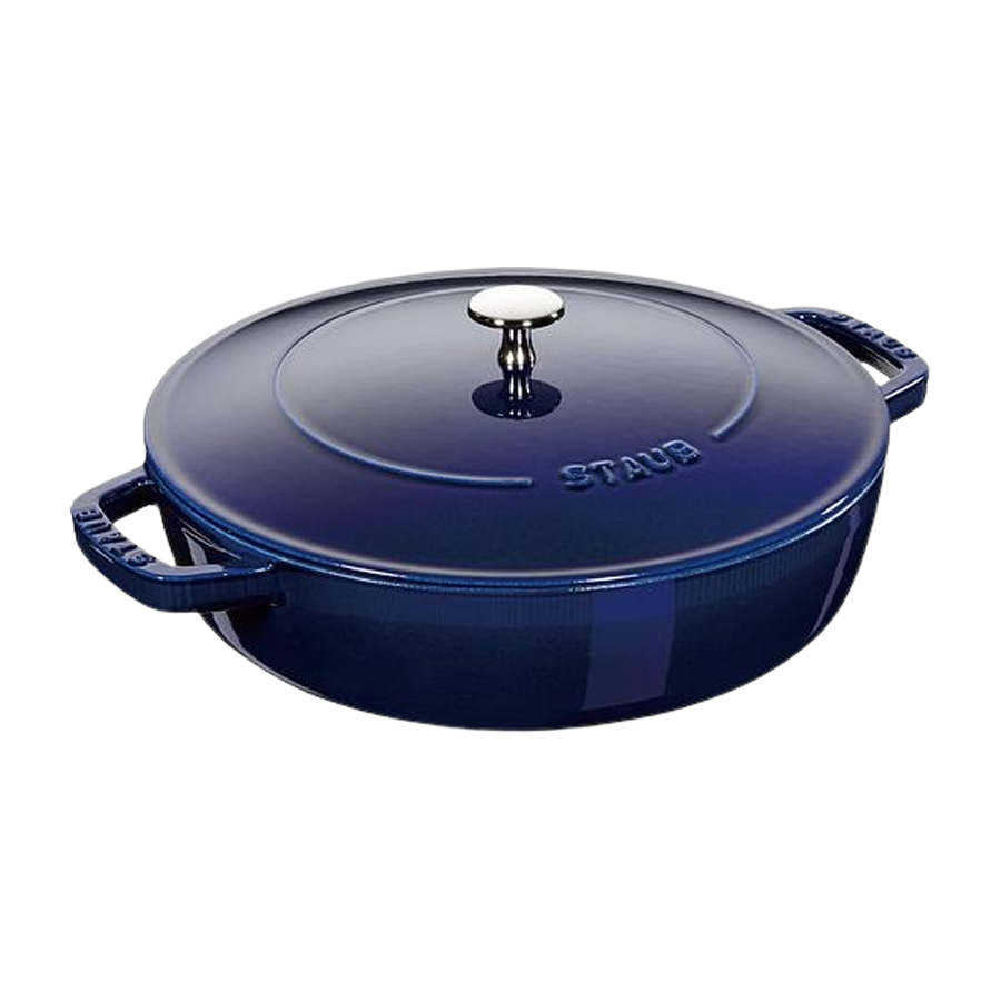 Staub cast iron chistera pan, dark blue enamel, 4 quart